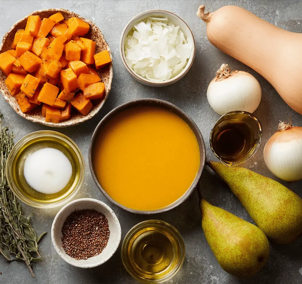 Roasted Butternut Squash Pear Ginger Soup